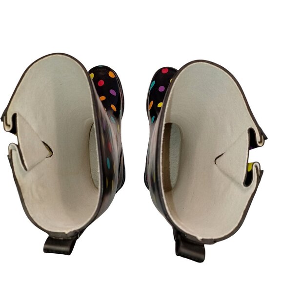 Western Chief Black Polka Dot Waterproof Tall Lug Rubber Rain Boot Womens Size 6 - Picture 8 of 9